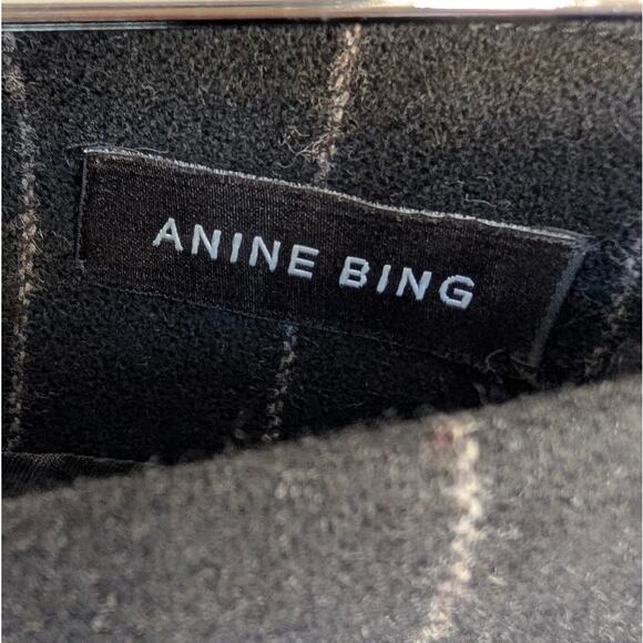 Anine Bing Tierra Wool Straight Mini Skirt - Dark Grey Pinstripe, size S - Picture 3 of 7